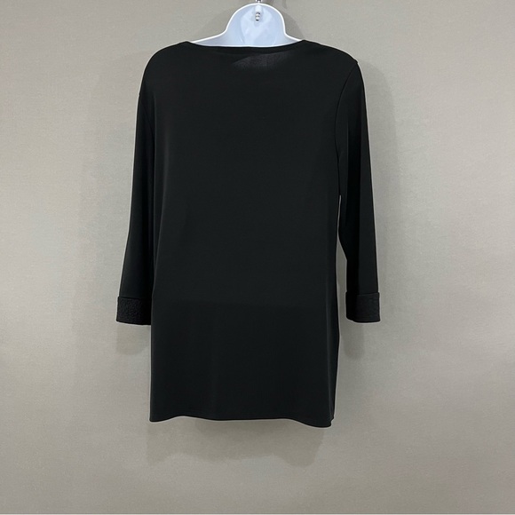 Chicos Black Round Neck 3/4 Sleeve Blouse - Picture 6 of 12